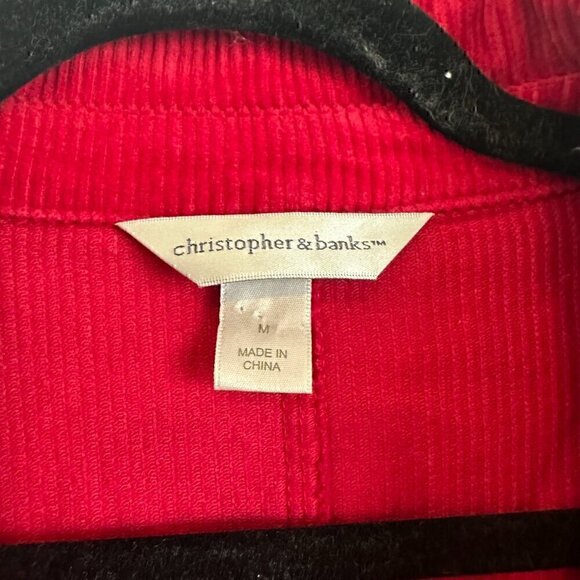 100% Cotton Christopher & Banks Bright Red Corduroy Button Jacket Long Sleeve M - Picture 4 of 10